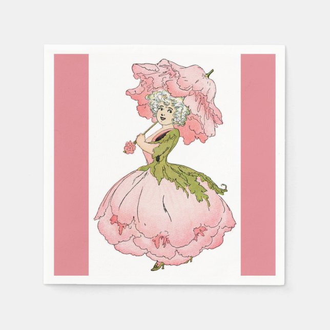 Guardanapo De Papel Papel de Lady Peony Rosa Napkin (Frente)