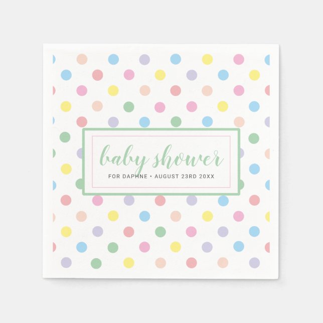 Guardanapo De Papel Papel de Lenços para Chá de Bebê com Pontos Polka  (Frente)
