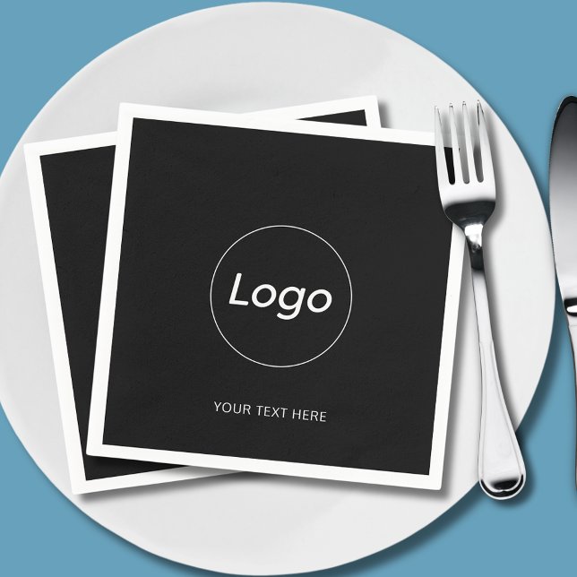 Guardanapo De Papel Papel de logotipo preto simples (Logo promotional paper napkins with custom text)