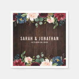 Guardanapo De Papel Papel de Madeira Floral de Marinho Vermelho Borgon