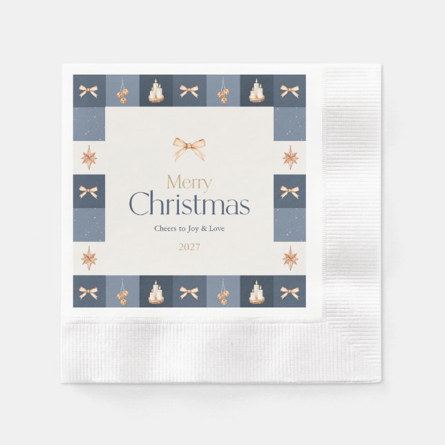 Guardanapo De Papel Papel de Nápoles com Verificação de Natal (Frente)