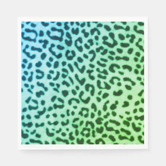 Guardanapo De Papel Papel de Nápoles - Impressão Verde/Leopardo Azul (Frente)
