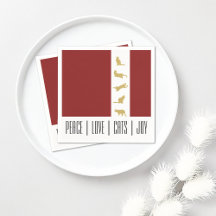Papel de Natal de Gato Vermelho Branco Dourado Mod