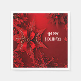 Guardanapo De Papel Papel de Natal Floral de Férias Vermelho