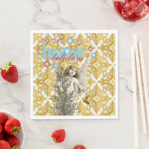Guardanapo De Papel Papel de Natal Napkins, Anjo Feliz de Férias