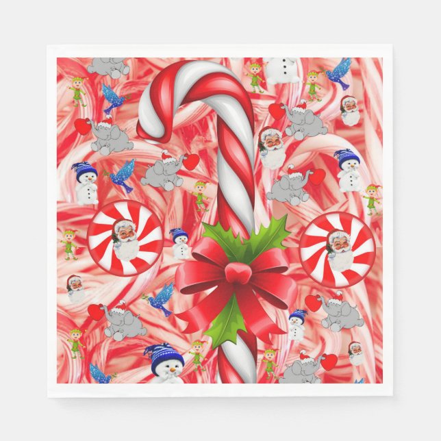 Guardanapo De Papel Papel de Natal Napkins, Candy Cane (Frente)