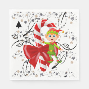 Guardanapo De Papel Papel de Natal Napkins, Elf Candy Cane