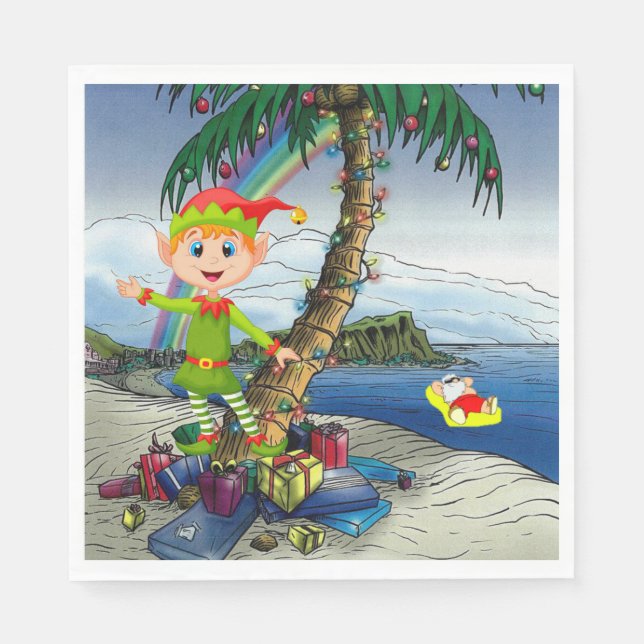 Guardanapo De Papel Papel de Natal Napkins, Feliz Natal, Praia (Frente)