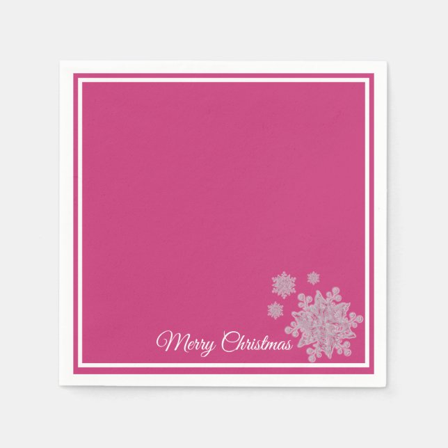Guardanapo De Papel Papel de Natal Napkins Flocos de Neve Rosa Rosa (Frente)