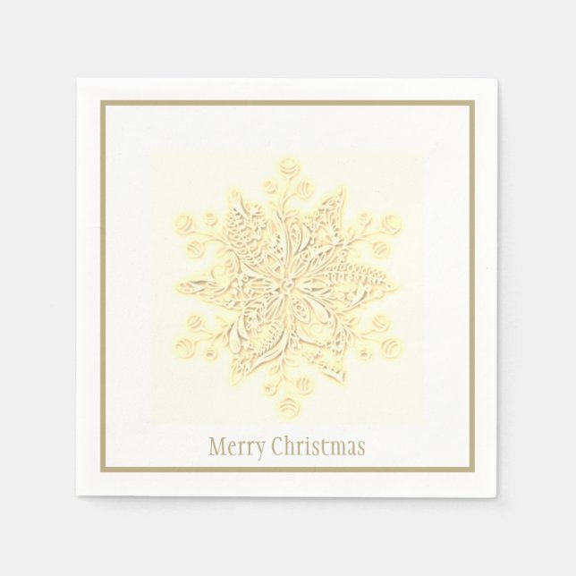 Guardanapo De Papel Papel de Natal Napkins Ouro Floco de Neve (Frente)