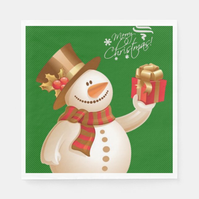 Guardanapo De Papel Papel de Natal Napkins, Snowman (Frente)
