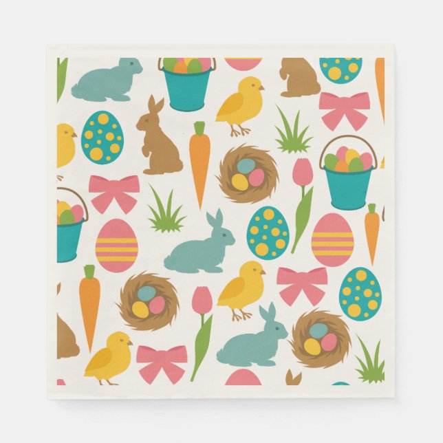 Guardanapo De Papel Papel de padrão de tema de Páscoa cômoda (Frente)