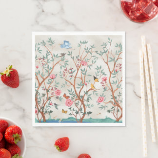 Guardanapo De Papel Papel de Parede Chinesice com Pássaros e Árvores F