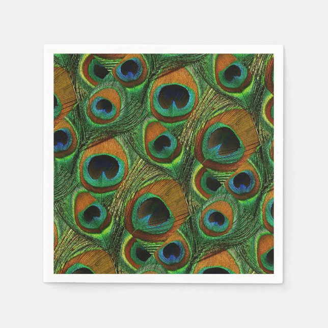 Guardanapo De Papel Papel de Pavão - Nápoles - Verde, Azul, Teal (Frente)