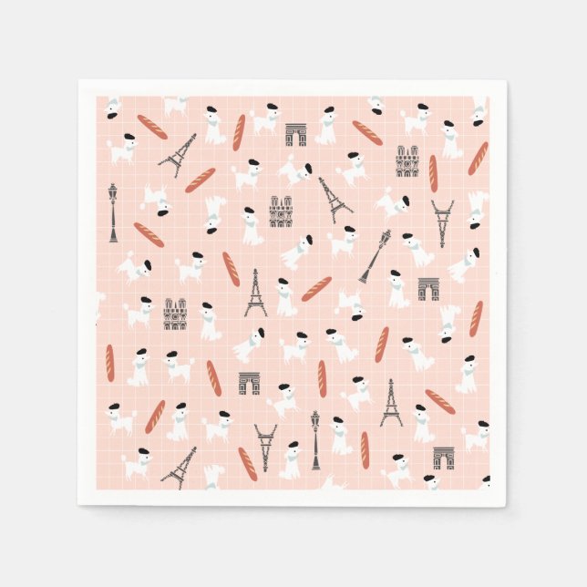 Guardanapo De Papel Papel de Poodle Francês Napkins (Frente)