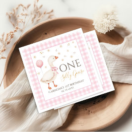 Guardanapo De Papel Papel de primeiro aniversario rosa para ganso de u