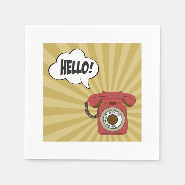 Guardanapo De Papel Papel de Telefone Vermelho Retroativo Nápoles (Frente)