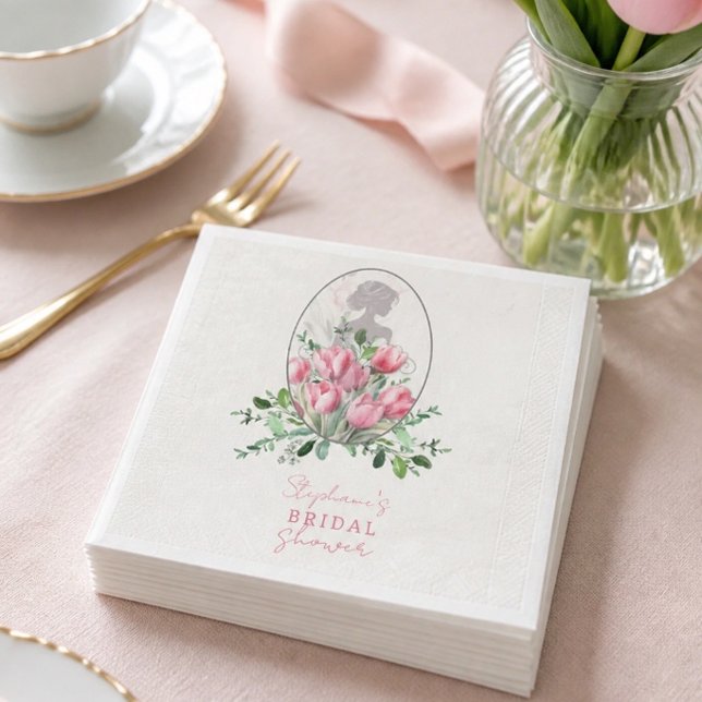 Guardanapo De Papel Papel de Tulipa Rosa para Chá de Noiva (Criador carregado)