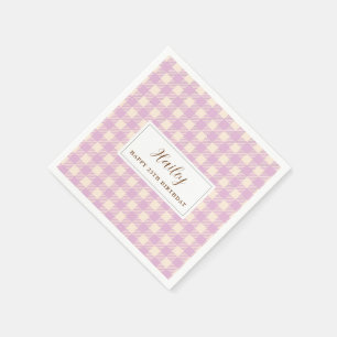 Guardanapo De Papel Papel de xadrez de gingham roxo-lavanda