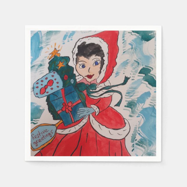 Guardanapo De Papel Papel do Auxiliar de papais noeis (Frente)