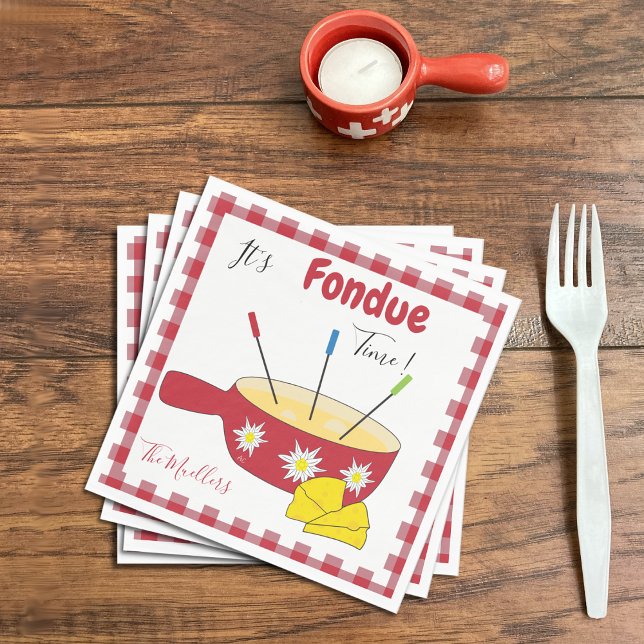 Guardanapo De Papel Papel do Partido Cheese Fondue Napkins (Stack of napkins on the table)