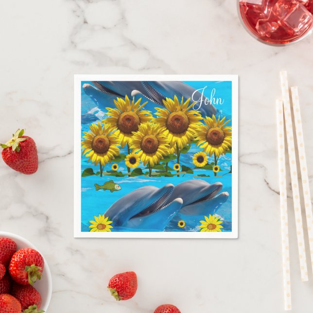 Guardanapo De Papel Papel Dolphin Sunflower Napkins (Insitu)