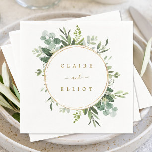 Guardanapo De Papel Papel Dourado botânico do casamento das hortaliç