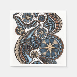 Guardanapo De Papel Papel Elegante com Renda Vintage e Zentangle Flora