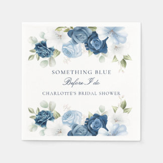 Guardanapo De Papel Papel Floral Azul Empoeirado para Chá de Noiva