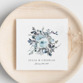 Guardanapo De Papel Papel Floral Floral de Cor Azul Dusty Napkins