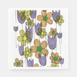 Guardanapo De Papel Papel Floral Retro Caprichoso Geométrico Quadrado