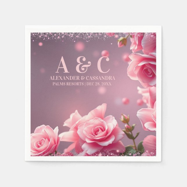 Guardanapo De Papel Papel Floral Rosa Burgundy Napkin (Frente)