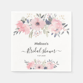 Guardanapo De Papel Papel Floral Rosa em Letra para Chá de Noiva Rústi