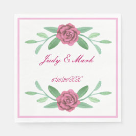 Guardanapo De Papel Papel Foliar De Verde Floral Cor-De-Rosa Napkins