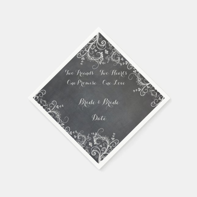 Guardanapo De Papel Papel gay Chalkboard Design de Casamento Napkins (Canto)