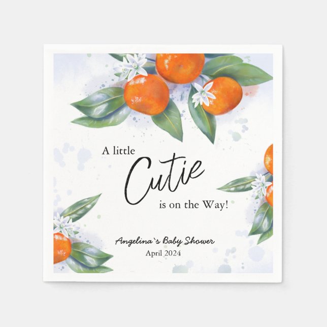 Guardanapo De Papel Papel guarnecido para chá de fraldas com tangerina (Frente)