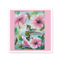 Papel Hummingbird & Hibiscus & Cloth Napkins