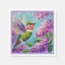 Papel Hummingbird & Lilacs & Cloth Napkins
