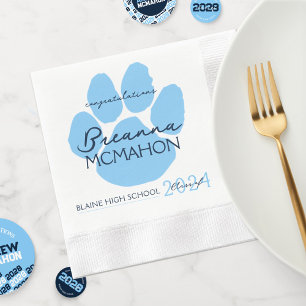 Guardanapo De Papel Papel Impresso para Pawprint Azul-Bebê Elegante e