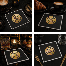 Guardanapo De Papel Papel Luxo Preto e Dourado com Logotipo Empresaria