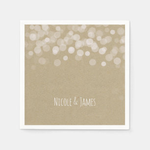 Guardanapo De Papel Papel Marrom Simples Luzes Brancas Casamento Rústi