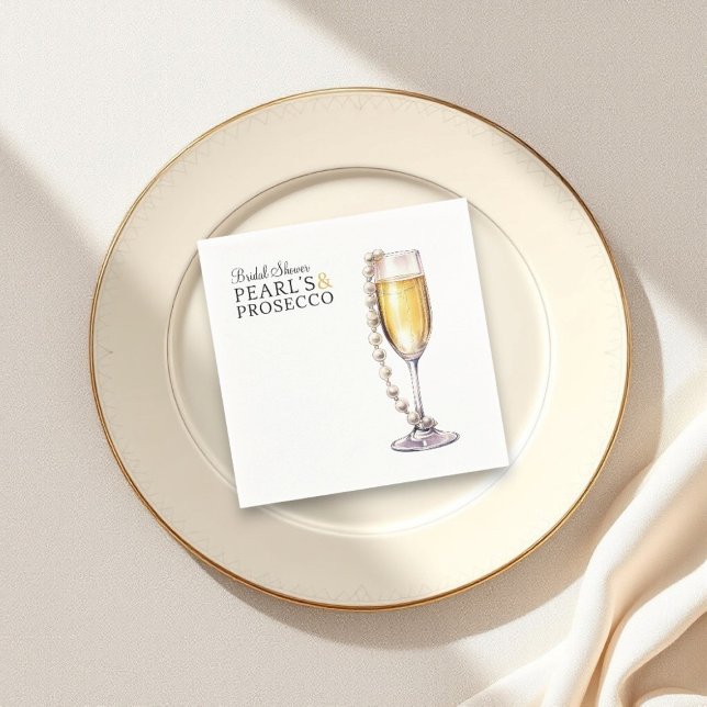 Guardanapo De Papel Papel Napkin (beautiful minimalist pearls and prosecco  wedding bridal shower party paper napkins )