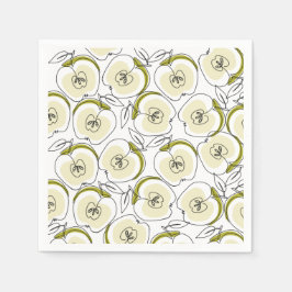 Guardanapo De Papel Papel Napkin com maçã desenhada.