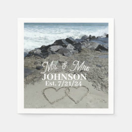 Guardanapo De Papel Papel Napkin - Dois Corações Na Areia