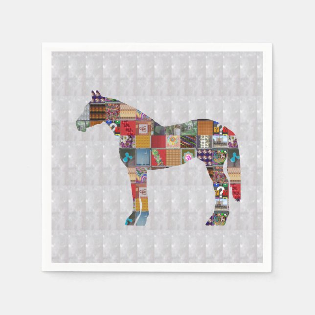 Guardanapo De Papel Papel Napkin - Horse Race ART de Navin JOSHI (Frente)