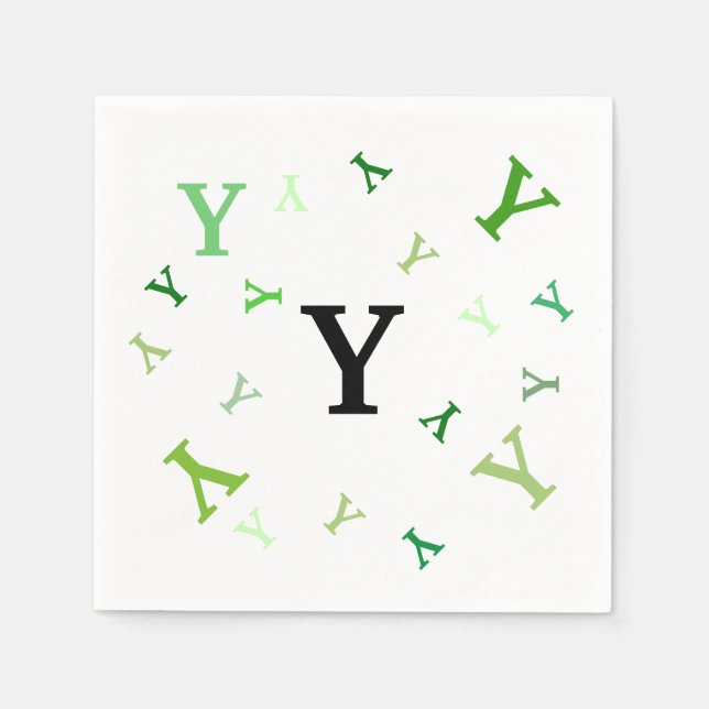 Guardanapo De Papel Papel Napkin - Letras embaraçadas nos Verdes (Frente)