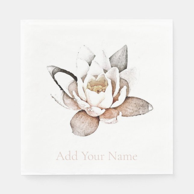 GUARDANAPO DE PAPEL PAPEL NAPKIN : LOTUS BRANCO + PERSONALIZÁVEL (Frente)