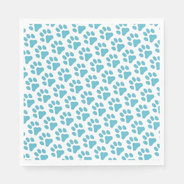 Guardanapo De Papel Papel Napkin Lt Blue Paw Prints (Frente)