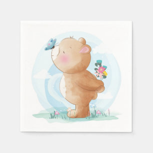 GUARDANAPO DE PAPEL PAPEL NAPKIN: URSO DE BEBÊ E BORRACHA