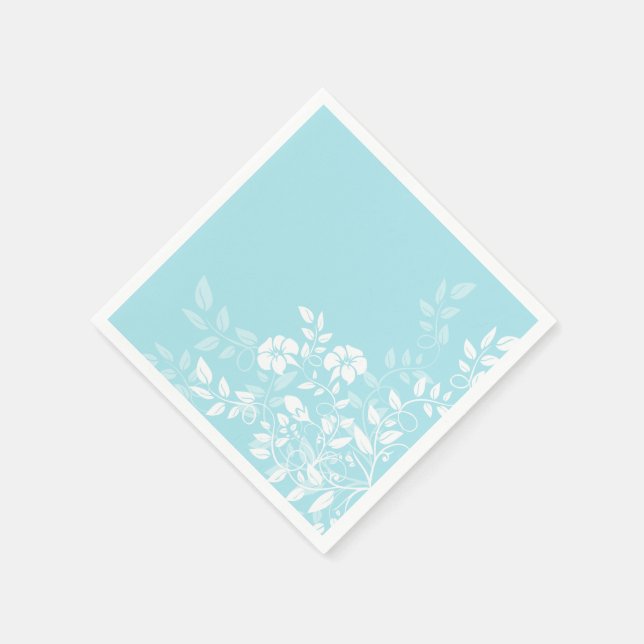 Guardanapo De Papel Papel Napkins-Aqua Floral (Canto)